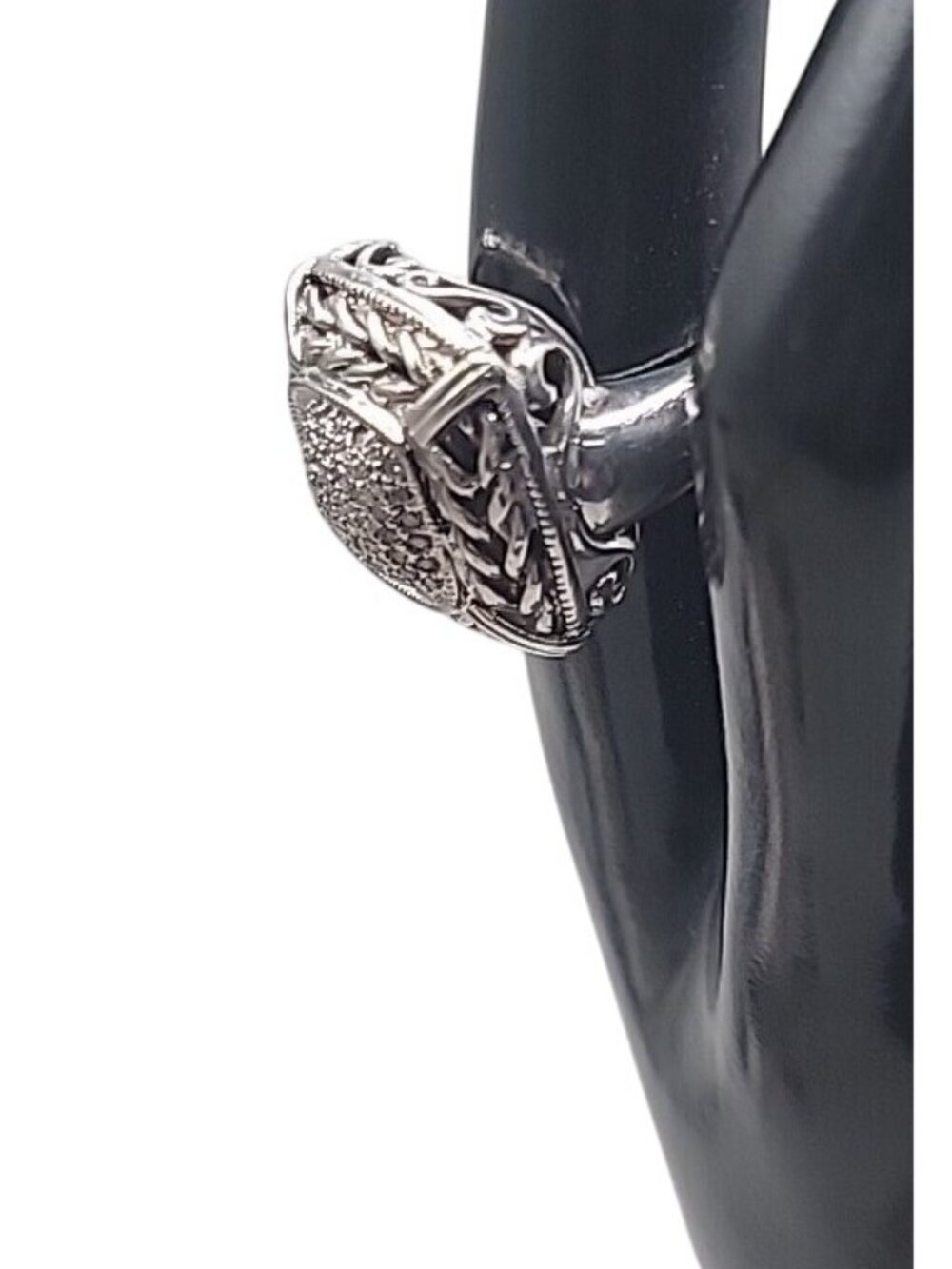 Gail Scott Sterling Silver & 18k Diamond Basket Weave Ring Ladies 6.75 15.66g - Picture 4 of 16